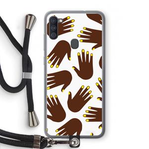 CaseCompany Hands dark: Samsung Galaxy A11 Transparant Hoesje met koord