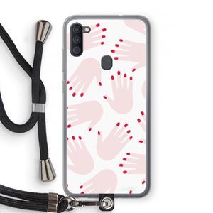 CaseCompany Hands pink: Samsung Galaxy A11 Transparant Hoesje met koord