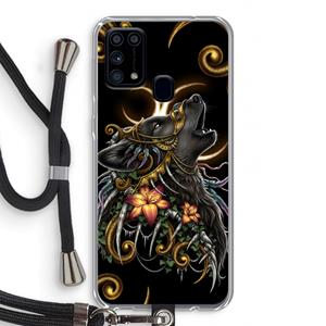 CaseCompany Huilende Wolf: Samsung Galaxy M31 Transparant Hoesje met koord