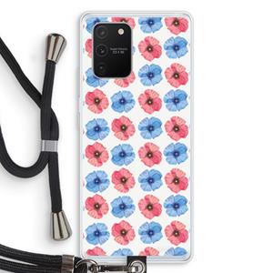 CaseCompany Klaproosjes: Samsung Galaxy S10 Lite Transparant Hoesje met koord
