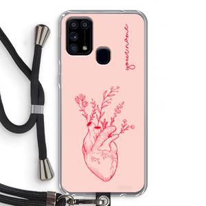 CaseCompany Blooming Heart: Samsung Galaxy M31 Transparant Hoesje met koord