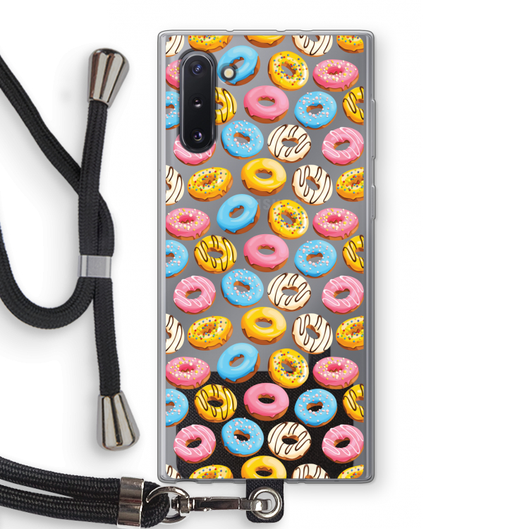 CaseCompany Pink donuts: Samsung Galaxy Note 10 Transparant Hoesje met koord