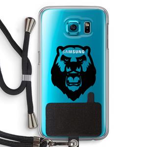 CaseCompany Angry Bear (black): Samsung Galaxy S6 Transparant Hoesje met koord