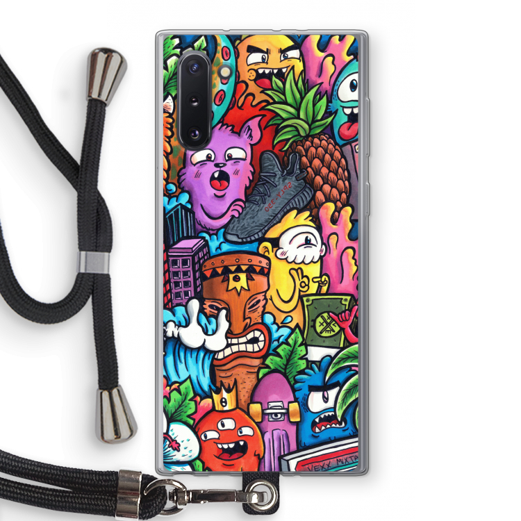 CaseCompany Vexx Mixtape: Samsung Galaxy Note 10 Transparant Hoesje met koord