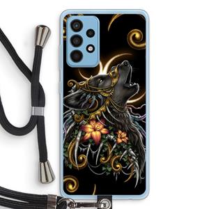 CaseCompany Huilende Wolf: Samsung Galaxy A52 Transparant Hoesje met koord