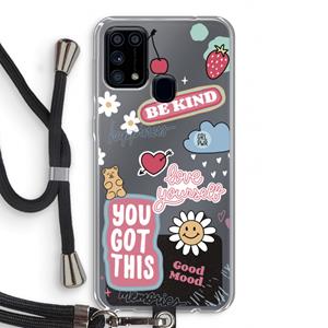 CaseCompany Positivity: Samsung Galaxy M31 Transparant Hoesje met koord