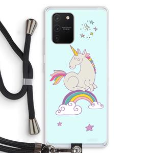 CaseCompany Regenboog eenhoorn: Samsung Galaxy S10 Lite Transparant Hoesje met koord