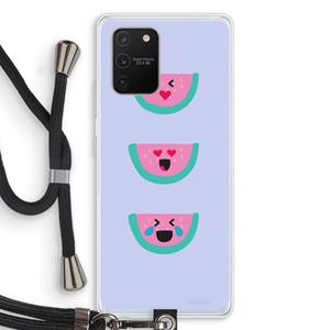 CaseCompany Smiley watermeloen: Samsung Galaxy S10 Lite Transparant Hoesje met koord