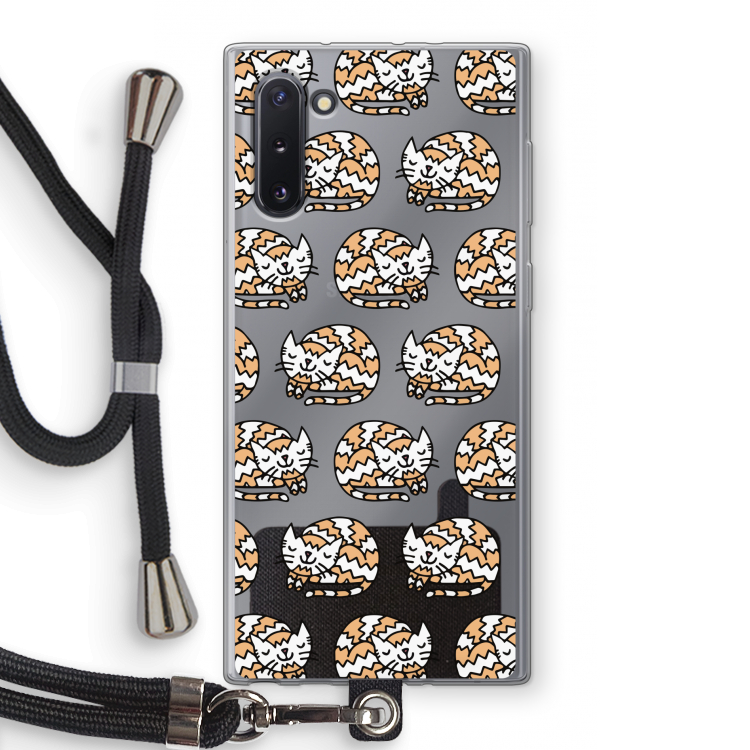CaseCompany Slapende poes: Samsung Galaxy Note 10 Transparant Hoesje met koord