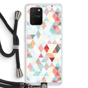 CaseCompany Gekleurde driehoekjes pastel: Samsung Galaxy S10 Lite Transparant Hoesje met koord
