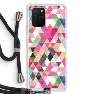 CaseCompany Gekleurde driehoekjes: Samsung Galaxy S10 Lite Transparant Hoesje met koord