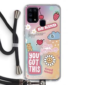 CaseCompany Positivity: Samsung Galaxy M31 Transparant Hoesje met koord