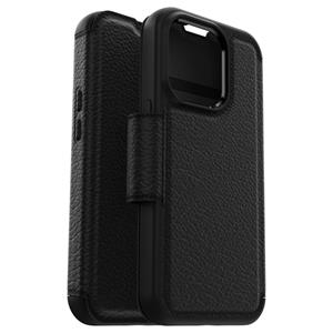 Otterbox Strada Case - iPhone 14 Pro leren bookcase hoesje - Zwart + Lunso Screenprotector