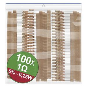 Quadrios 22P061 Koolfilmweerstand assortiment 1 Ω Axiaal bedraad 0.25 W 5 % 1 set(s)