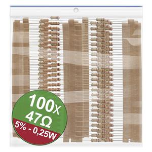 Quadrios 22P063 Koolfilmweerstand assortiment 47 Ω Axiaal bedraad 0.25 W 5 % 1 set(s)