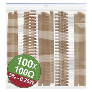 Quadrios 22P064 Koolfilmweerstand assortiment 100 Ω Axiaal bedraad 0.25 W 5 % 1 set(s)