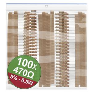 Quadrios 22P114 Koolfilmweerstand assortiment 470 Ω Axiaal bedraad 0.5 W 5 % 1 set(s)