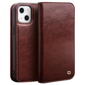 Qialino iPhone 14 - Leren bookcase hoes - Bruin