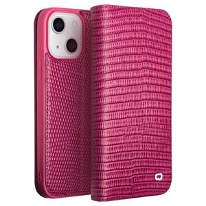 Qialino iPhone 14 Plus - Leren bookcase hoes - Croco Roze