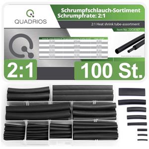 Quadrios 22CA167 Schrumpfschlauchsortiment Schwarz Schrumpfrate:2:1 1 Set