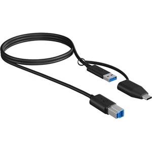 ICY BOX USB-kabel USB 3.2 Gen1 (USB 3.0 / USB 3.1 Gen1) USB-B stekker, USB-A bus, USB-C stekker 100 cm Zwart 60858