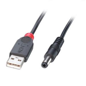 LINDY USB-kabel USB 2.0 USB-A stekker, DC-stekker 5,5 mm 1.5 m Zwart 70267