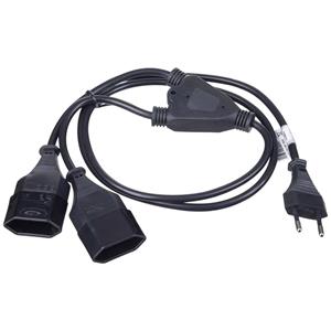 Akyga Strom Anschlusskabel [1x Euro-Kupplung - 2x Euro-Stecker] 1.2m Schwarz