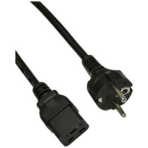 Akyga Strom Anschlusskabel [1x Kaltgeräte-Buchse C19 - 1x Schutzkontakt-Stecker] 1.8m Schwarz