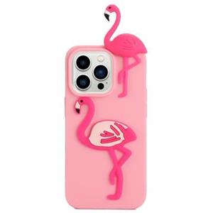 3D Cartoon iPhone 14 Pro TPU Hoesje - Flamingo