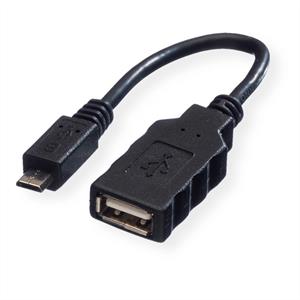 Roline USB-Kabel USB 2.0 USB-Micro-B Stecker, USB-A Buchse 0.15m Schwarz Geschirmt 11.02.8311