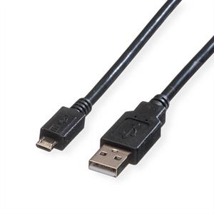 Roline USB-kabel USB 2.0 USB-A stekker, USB-micro-B stekker 1.80 m Zwart Afgeschermd 11.02.8752