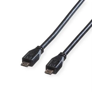 Roline USB-Kabel USB 2.0 USB-Micro-A Stecker, USB-Micro-B Stecker 1.80m Schwarz Geschirmt 11.02.8753