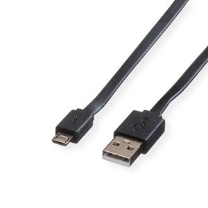 Roline USB-kabel USB 2.0 USB-A stekker, USB-micro-B stekker 1.00 m Zwart Onafgeschermd, TPE-mantel 11.02.8760