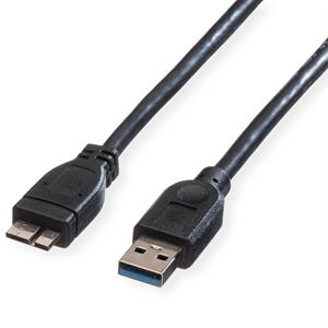 Roline USB-kabel USB 3.2 Gen1 (USB 3.0 / USB 3.1 Gen1) USB-A stekker, USB-micro-A stekker 0.80 m Zwart Afgeschermd 11.02.8872