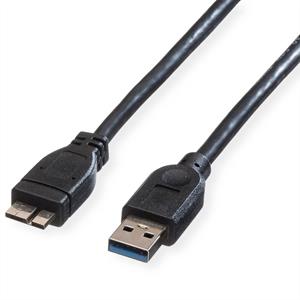 Roline USB-Kabel USB 3.2 Gen1 (USB 3.0 / USB 3.1 Gen1) USB-A Stecker, USB-Micro-A Stecker 0.80m Schw