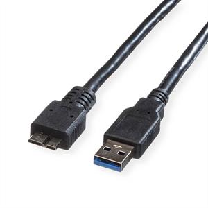 Roline USB-kabel USB 3.2 Gen1 (USB 3.0 / USB 3.1 Gen1) USB-A stekker, USB-micro-B stekker 0.80 m Zwart Afgeschermd 11.02.8873