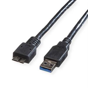 Roline USB-kabel USB 3.2 Gen1 (USB 3.0 / USB 3.1 Gen1) USB-A stekker, USB-micro-B stekker 2.00 m Zwart Afgeschermd 11.02.8875