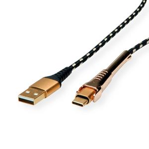 Roline USB-Kabel USB 2.0 USB-A Stecker, USB-C™ Stecker 1.00m Schwarz, Gold Geschirmt 11.02.8920