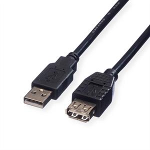 Roline USB-Kabel USB 2.0 USB-A Stecker, USB-A Buchse 0.80m Schwarz Geschirmt 11.02.8947