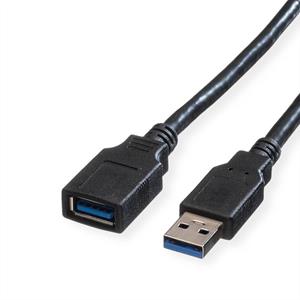 Roline USB-Kabel USB 3.2 Gen1 (USB 3.0 / USB 3.1 Gen1) USB-A Stecker, USB-A Buchse 0.80m Schwarz Ges