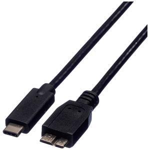 Roline USB-kabel USB 3.2 Gen1 (USB 3.0 / USB 3.1 Gen1) USB-C stekker, USB-micro-B stekker 1.00 m Zwart Afgeschermd 11.02.9006
