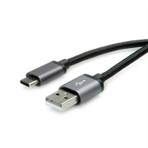 Roline USB-kabel USB 2.0 USB-C stekker, USB-A stekker 1.80 m Zwart Afgeschermd 11.02.9028