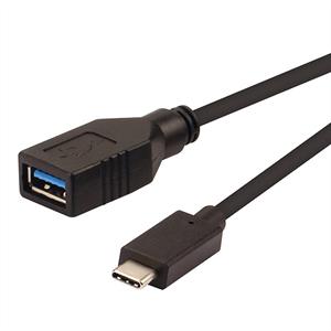 Roline USB-kabel USB 3.2 Gen1 (USB 3.0 / USB 3.1 Gen1) USB-C stekker, USB-A bus 0.15 m Zwart 11.02.9030
