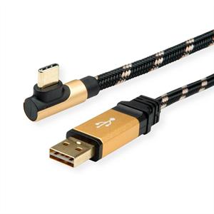 Roline USB-kabel USB 2.0 USB-A stekker, USB-C stekker 0.80 m Zwart, Goud Afgeschermd 11.02.9060