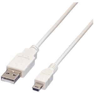 Value USB-kabel USB 2.0 USB-A stekker, USB-mini-A stekker 0.80 m Wit Afgeschermd 11.99.8708