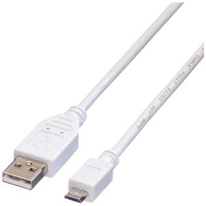 Value USB-Kabel USB 2.0 USB-A Stecker, USB-Micro-B Stecker 0.15m Weiß Geschirmt 11.99.8751