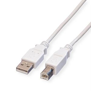 Value USB-kabel USB 2.0 USB-A stekker, USB-B stekker 0.80 m Wit Afgeschermd 11.99.8809