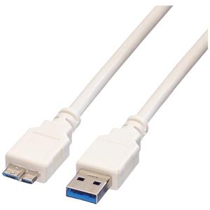 Value USB-kabel USB 3.2 Gen1 (USB 3.0 / USB 3.1 Gen1) USB-A stekker, USB-micro-B stekker 2.00 m Wit Afgeschermd 11.99.8875