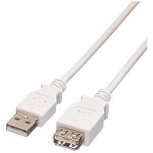 Value USB-kabel USB 2.0 USB-A stekker, USB-A bus 0.80 m Wit Afgeschermd 11.99.8946