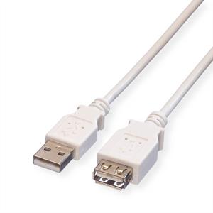 Value USB-kabel USB 2.0 USB-A stekker, USB-A bus 0.80 m Wit Afgeschermd 11.99.8946